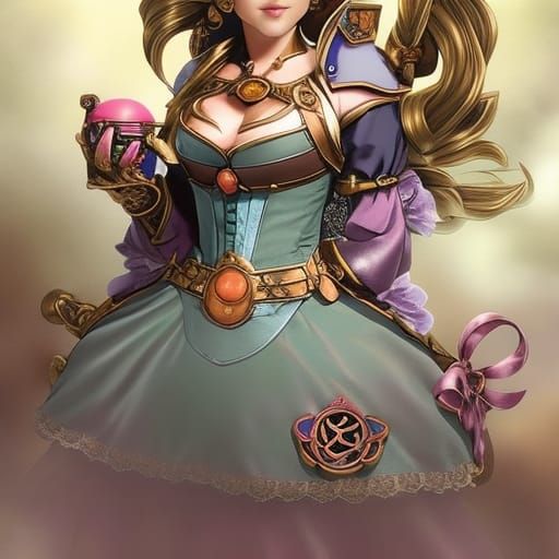 Steampunk Princess Peach Hyperrealistic Splash Art