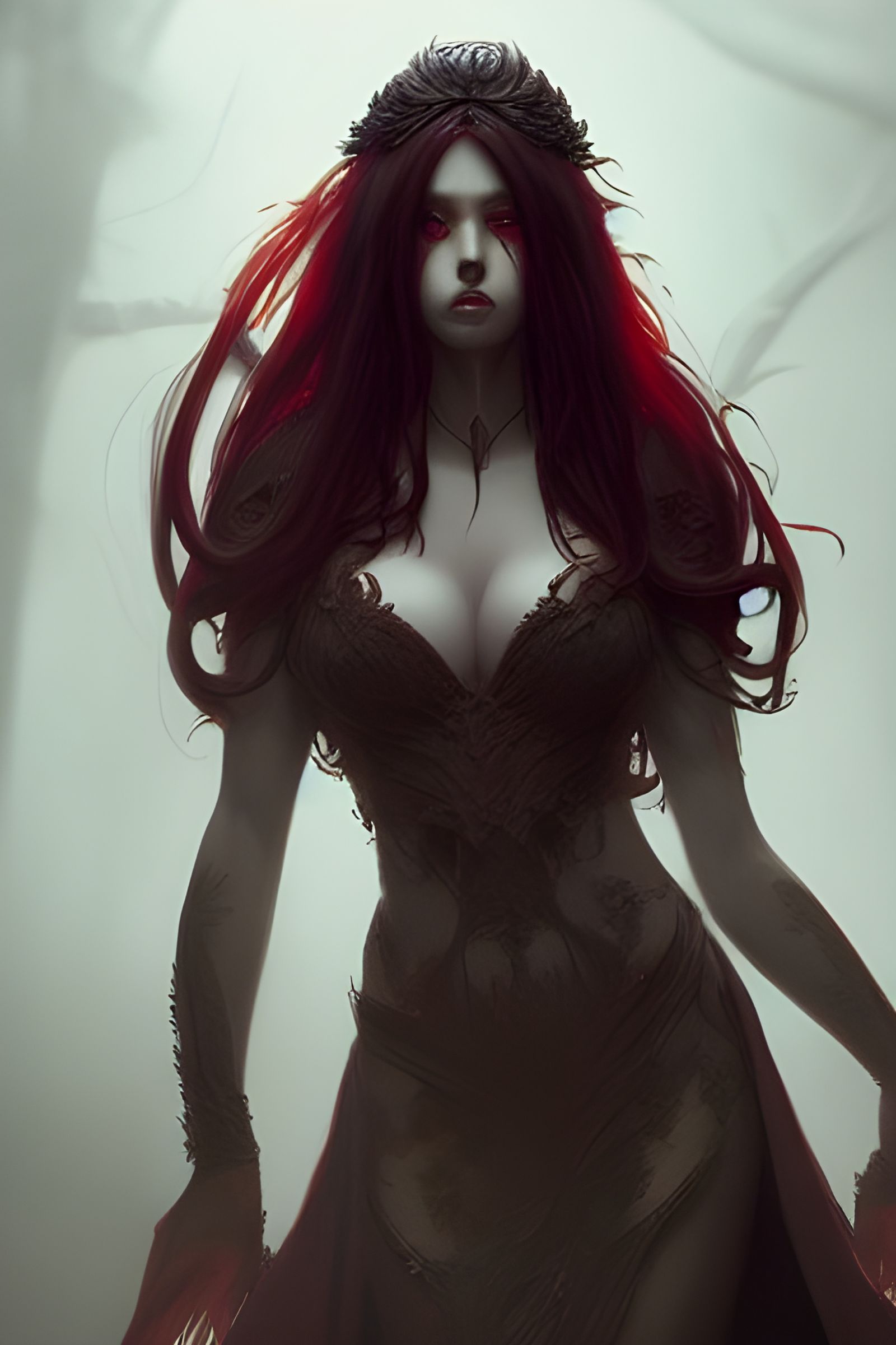 Sinister Goddess with Crimson Eyes: Artgerm Style