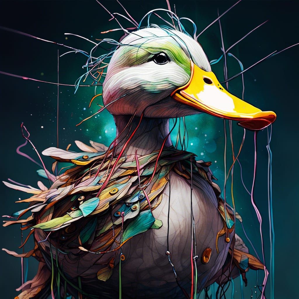 Adorable Hand-Sewn Duck Puppet: Fantasy Concept Art