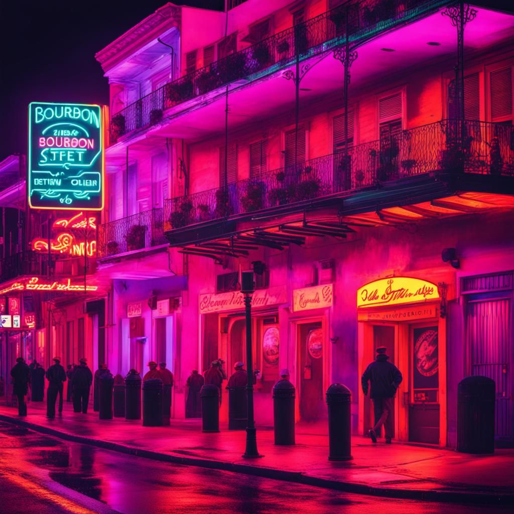 Bourbon Street in Synthwave Neon Style