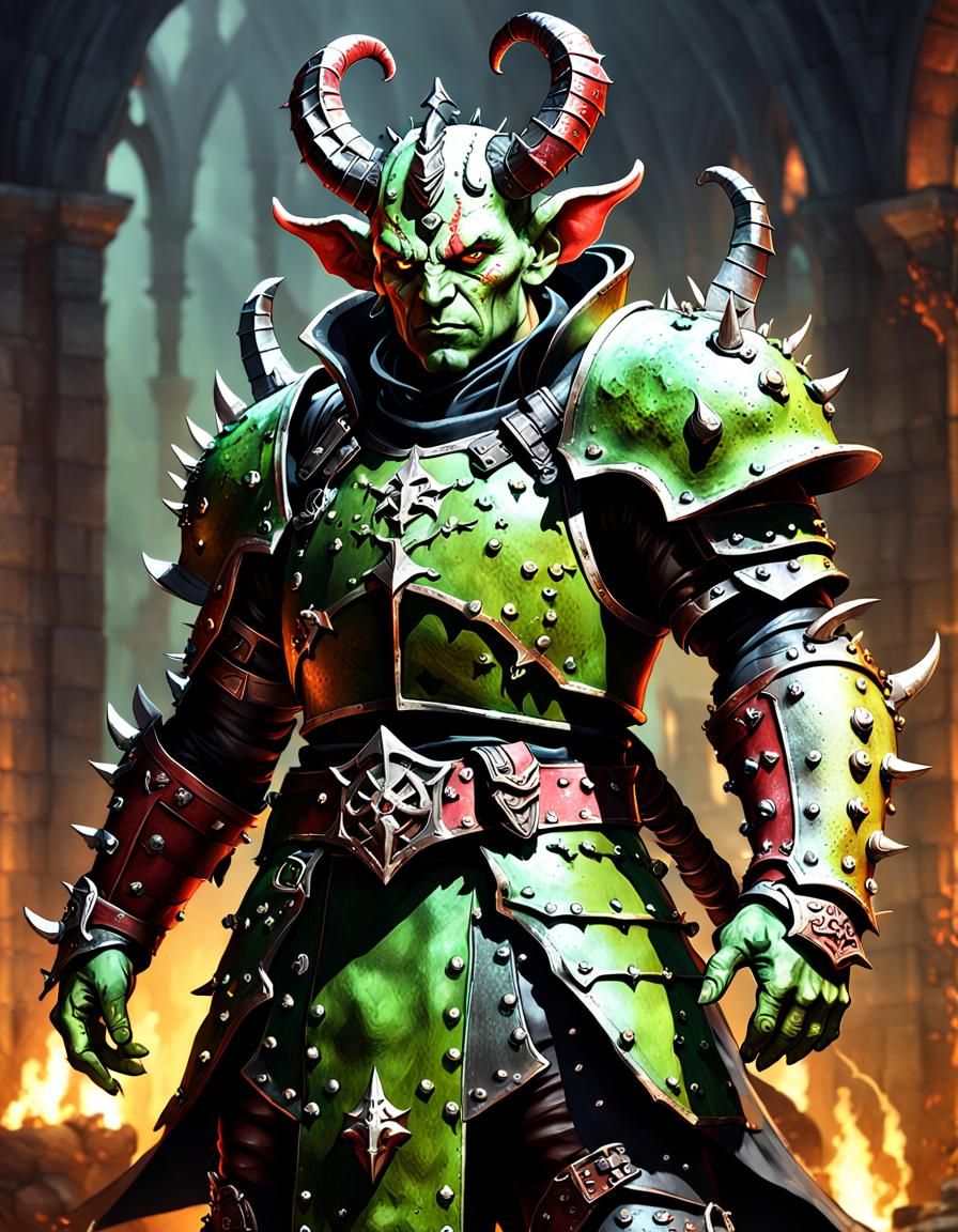 Tiefling Anti-Paladin in Dark Fantasy Style