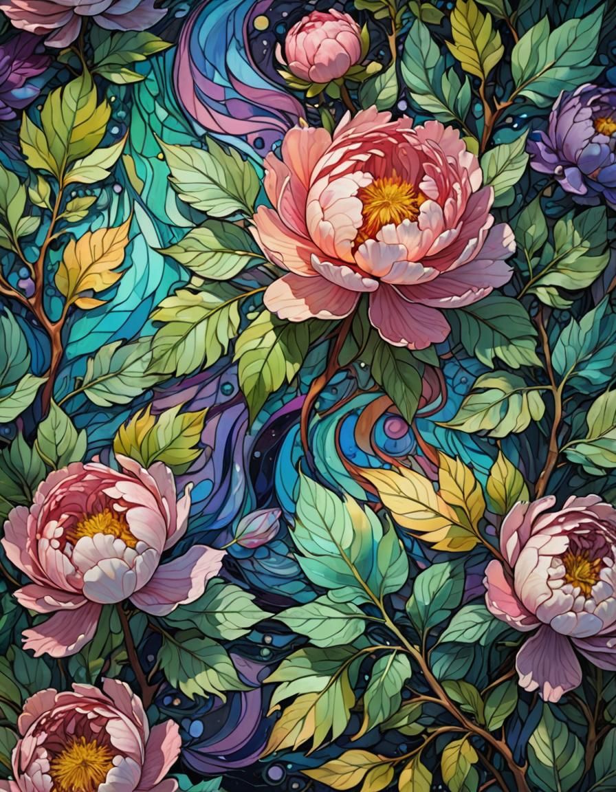 Magical Liquid Leaves with Rainbow Gradients