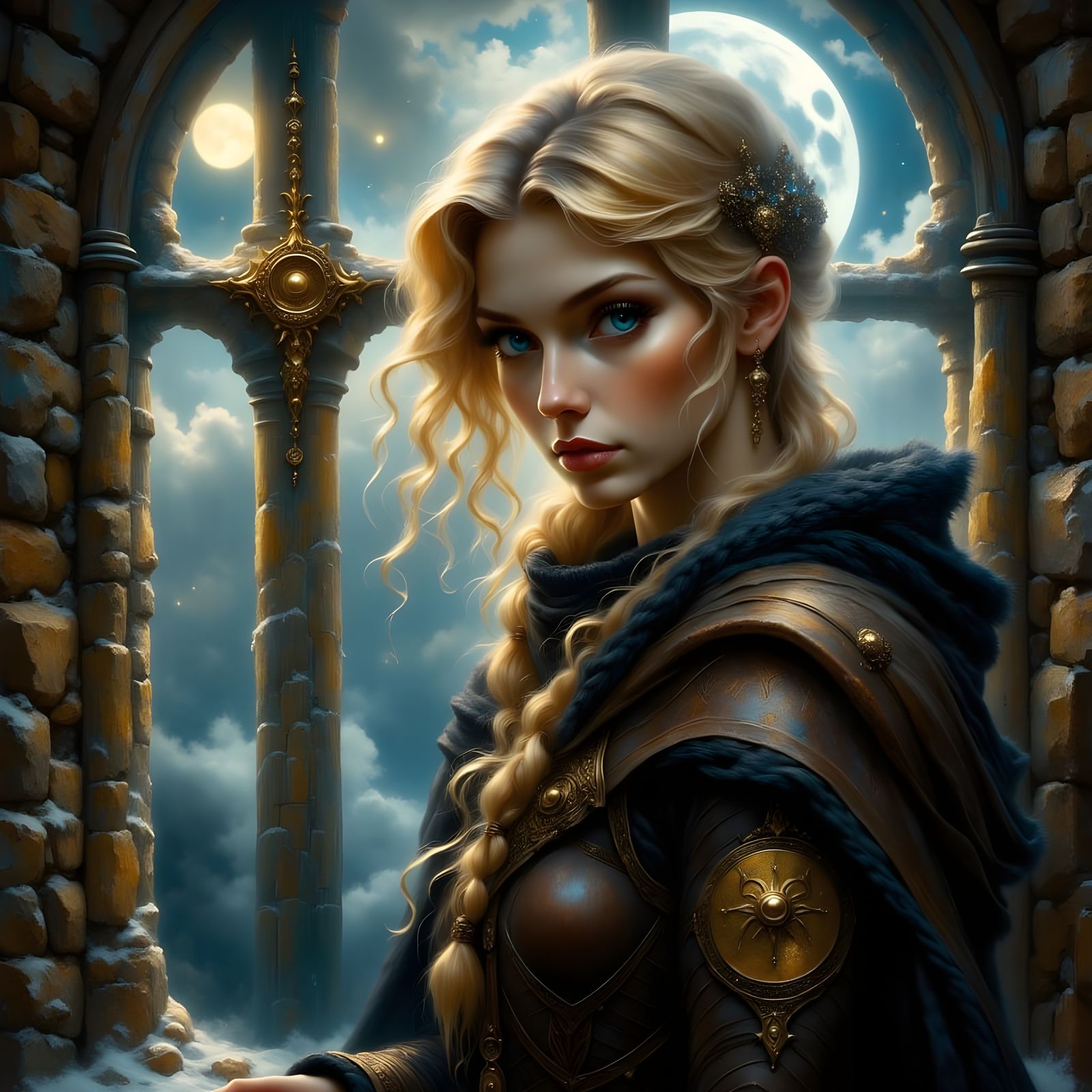 Ethereal Norse Goddess in Dark Castle Keep