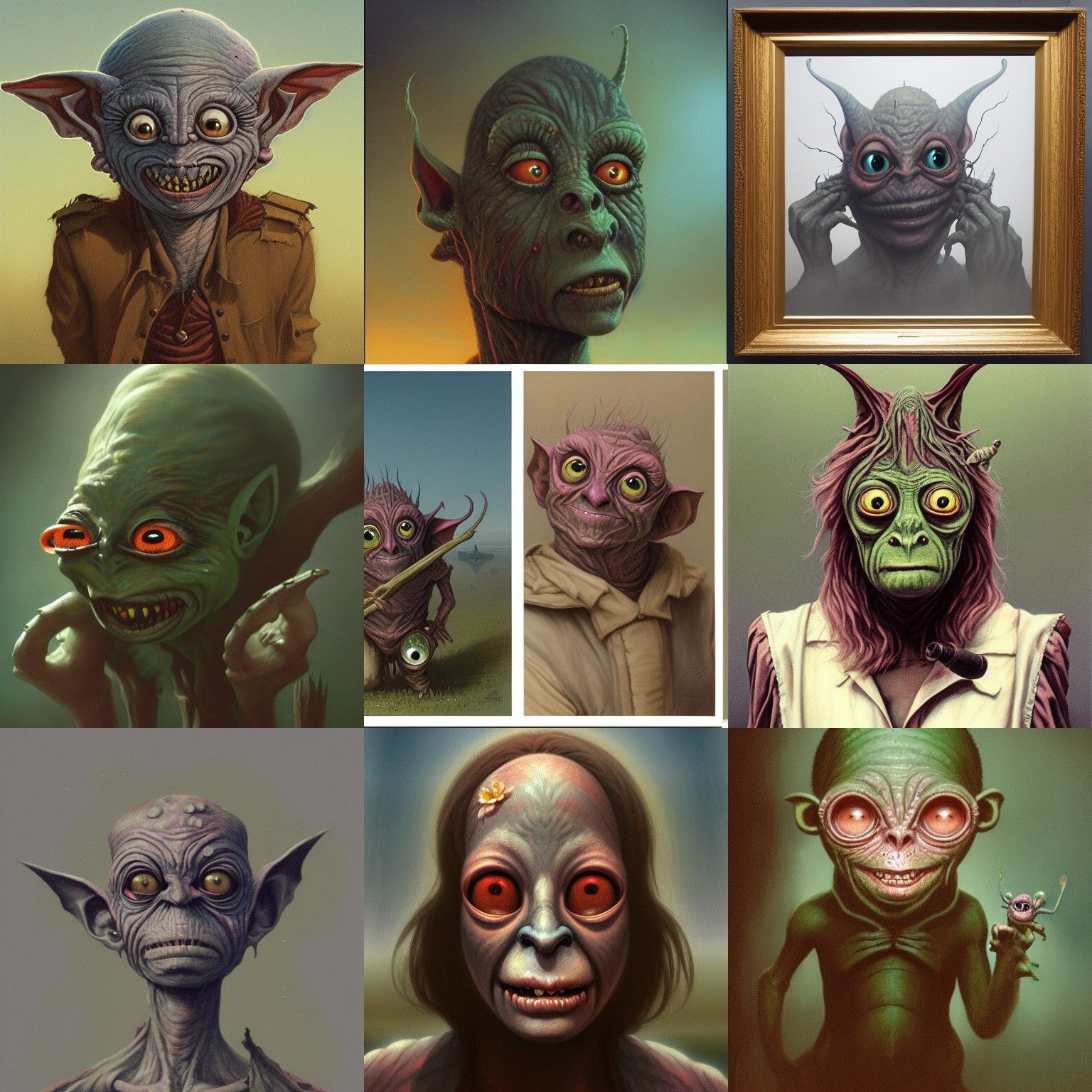 Bug-Eyed Goblin Portrait in Dark Fantasy Style