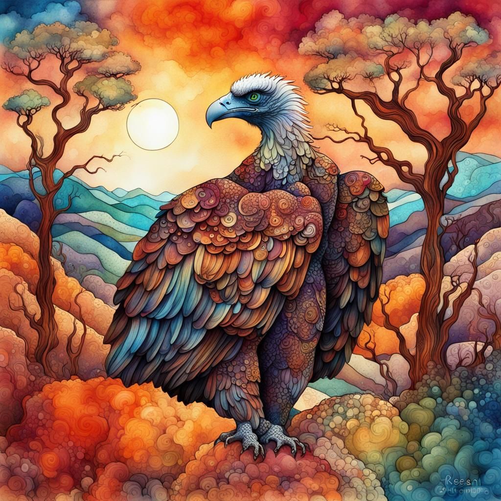 Armored Vultures in Rugged Autumn Wasteland