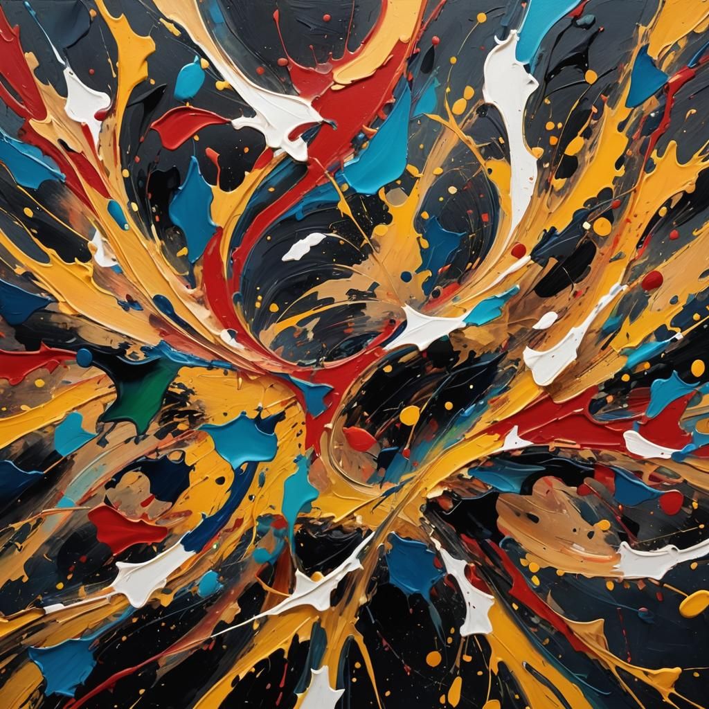 Abstract Expressionism with Swirling Shapes and Fauvist Brus...