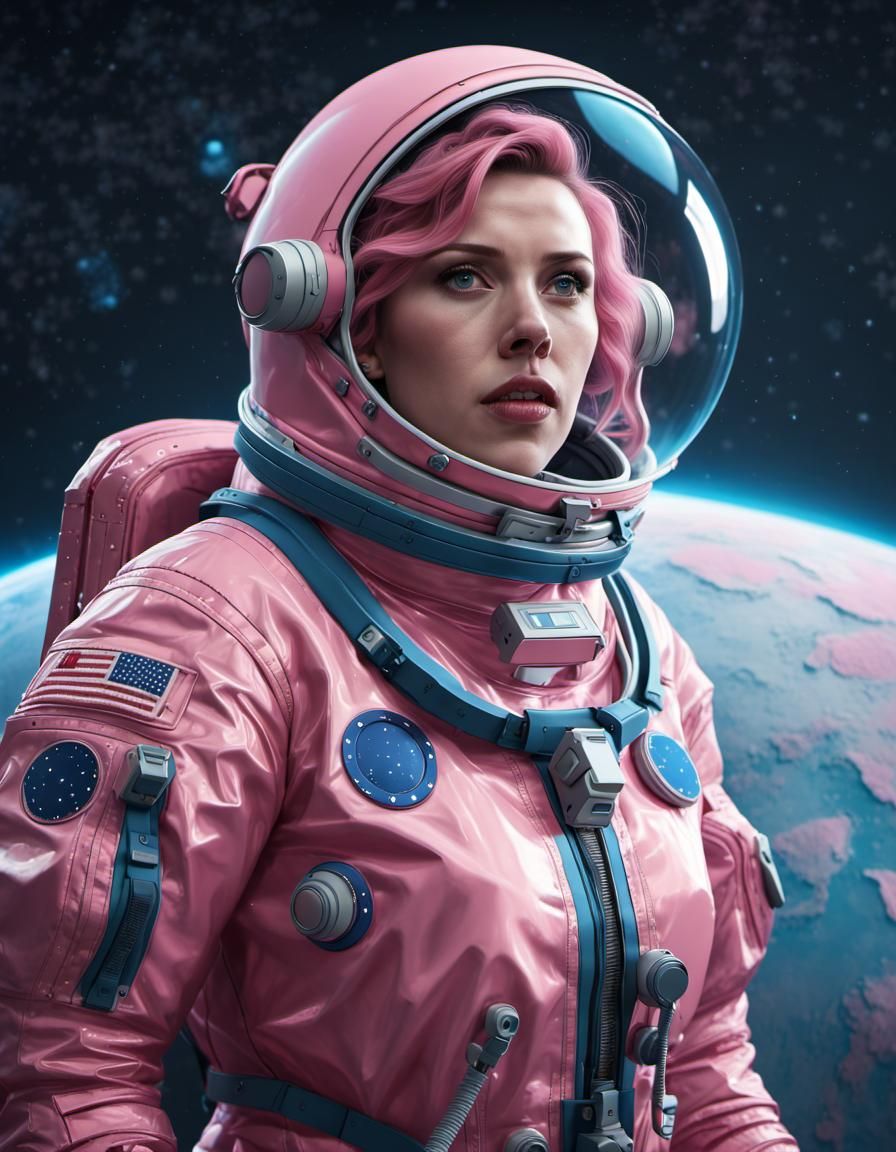 Scarlett Johansson in Pink Cosmonaut Suit