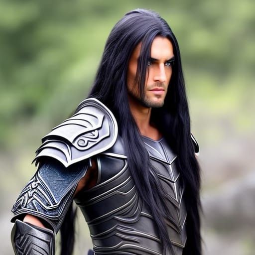 Elven Warrior in Dark Armor: Fantasy Art