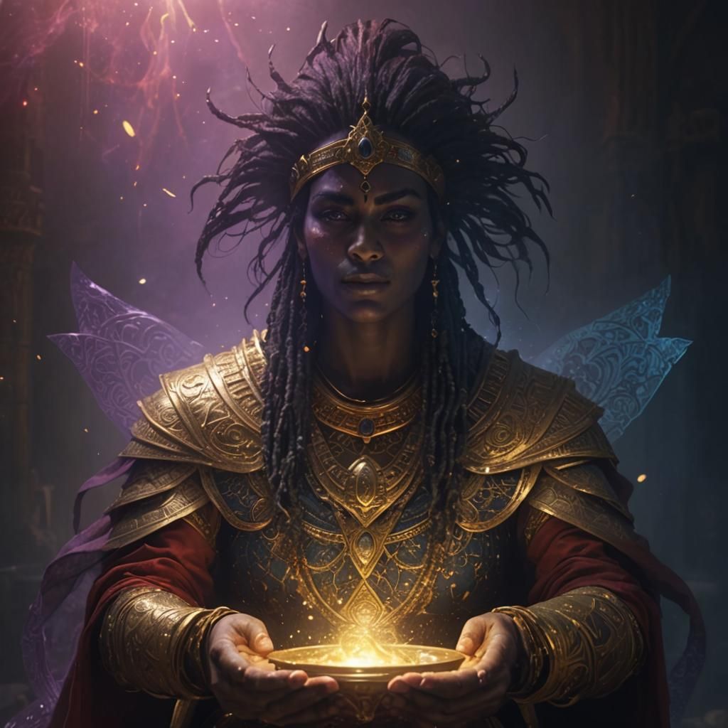 Mysterious Veiled Sorceress in Fantasy Palace