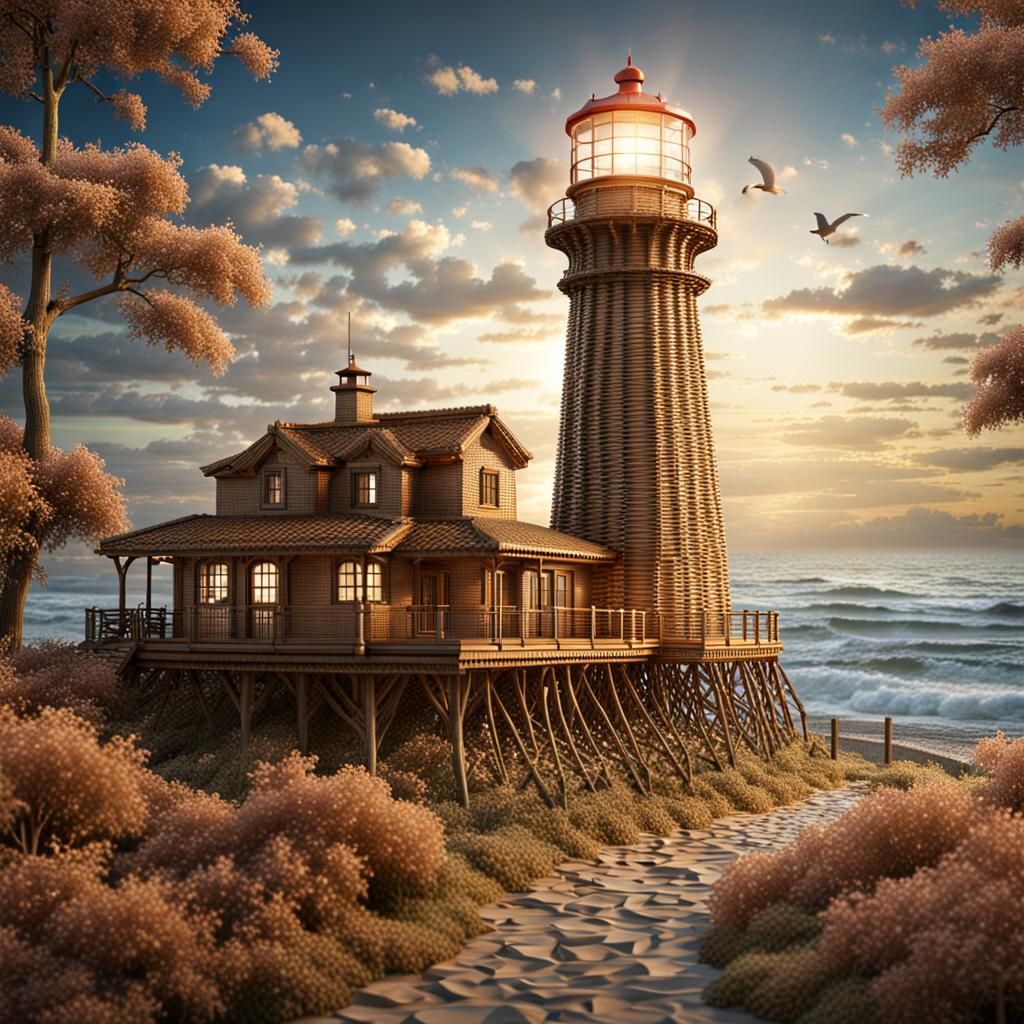 Wicker Lighthouse: Hyperdetailed Masterpiece