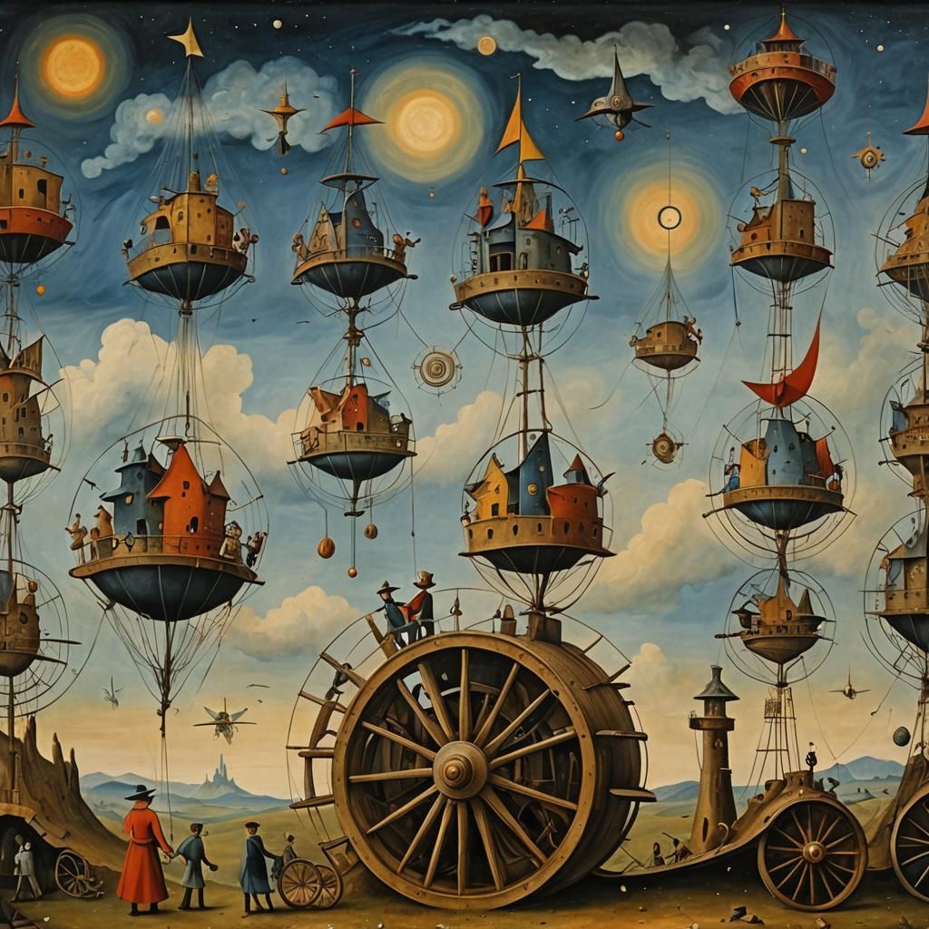 Surreal Witches' Sabbath on Wheels, Detailed Digital Art