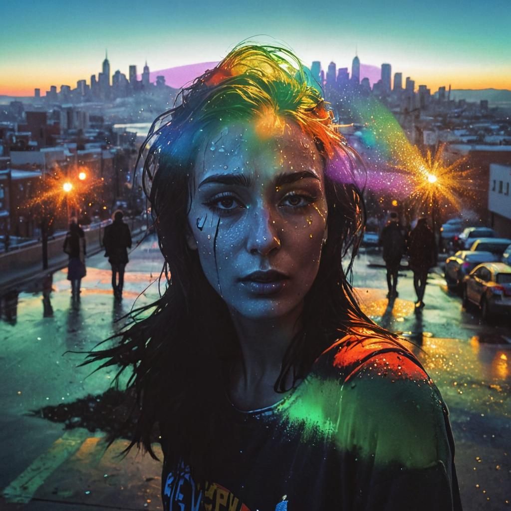 Pop Art: Crying Woman at Sunrise