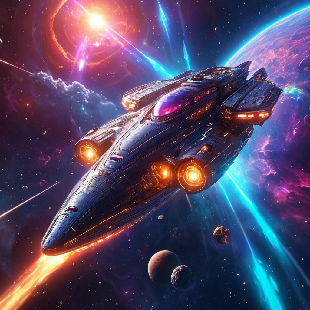 Futuristic Spaceship Soaring Through Galaxy: Cosmic Concept ...