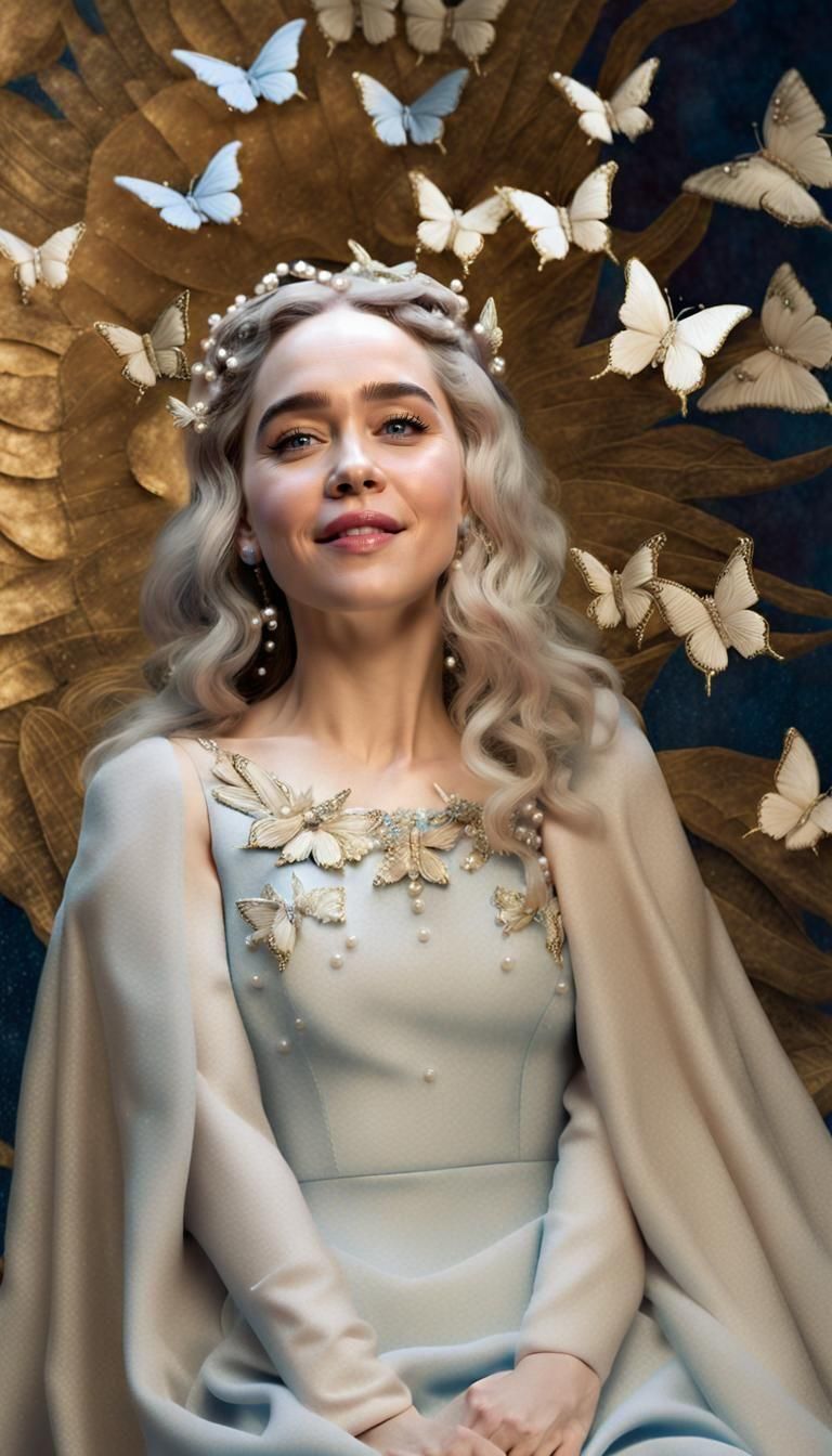 Angelic Woman with Butterflies in Surreal Style