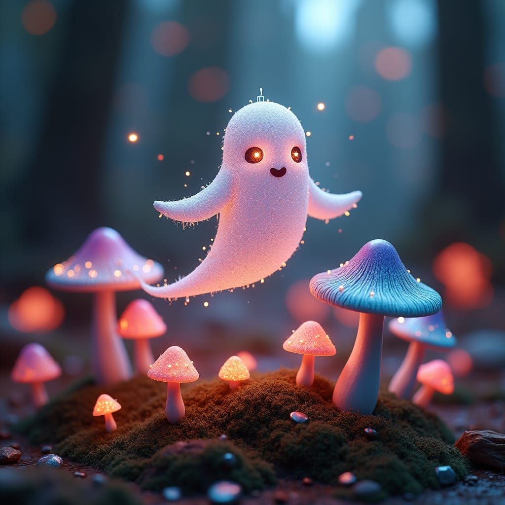 Halloween Ghost Sculpture in Polished Walnut Wood