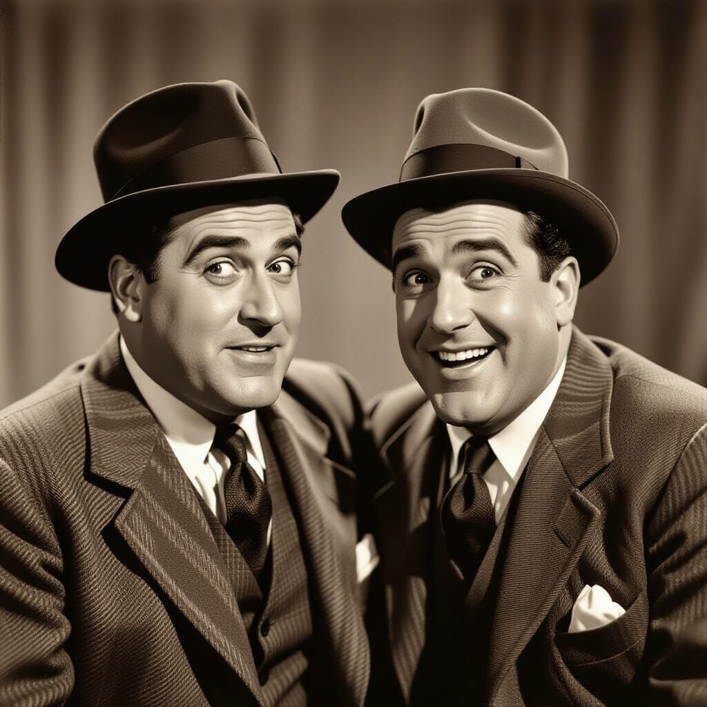 Abbott and Costello Comedy Poses Vintage Photo