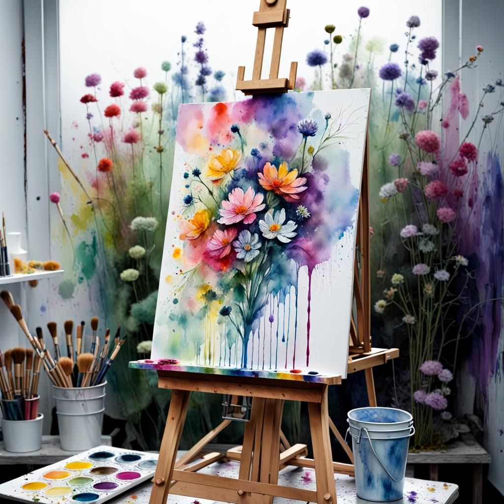 Floral Watercolor Painting with Botanical Details