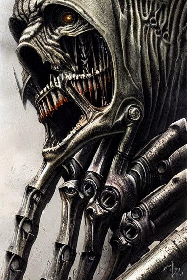 Sinister Biomechanical Demon by HR Giger, Close Up