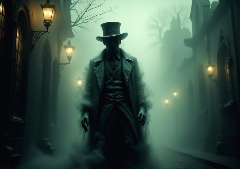 Ethereal Victorian Gentleman Ghost in Eerie Style