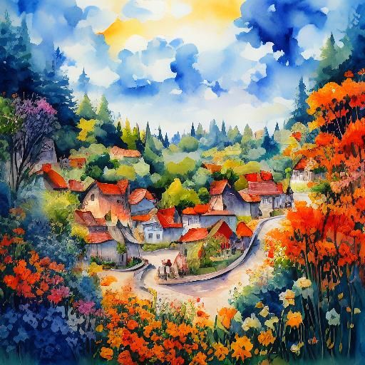 Watercolor Daffodils Close-Up with Gold Trim