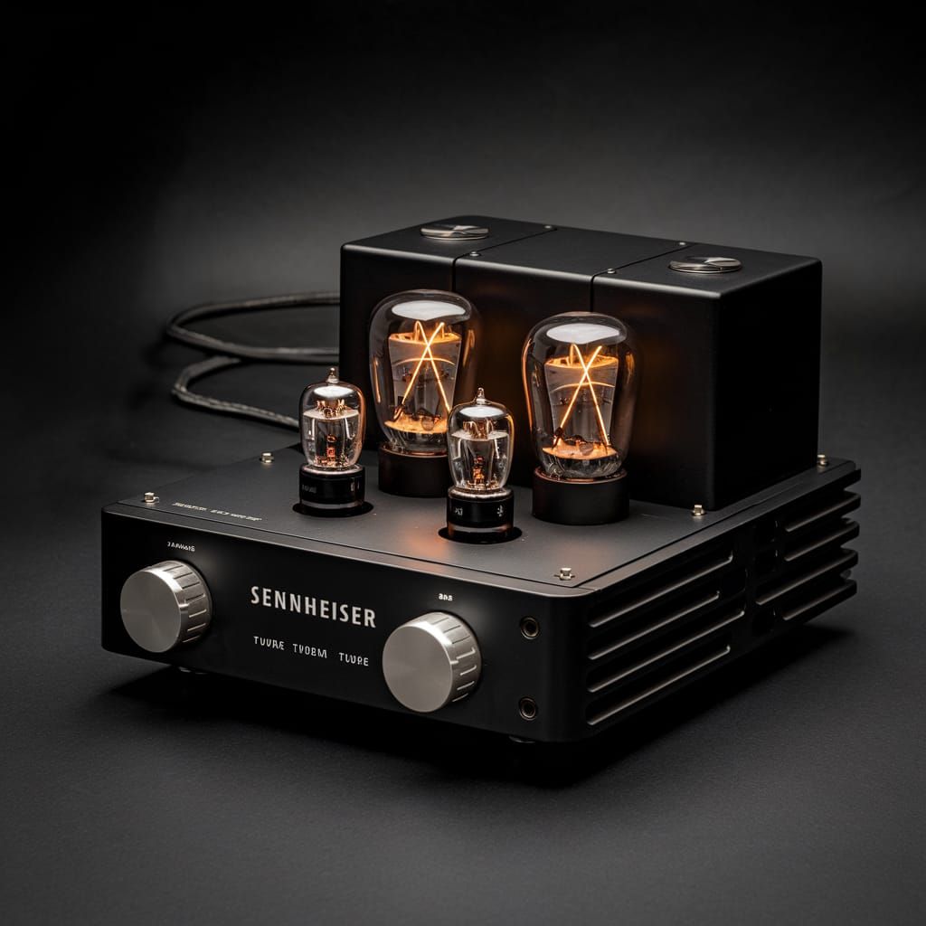 Vacuum Tube Amplifier in a Darkened Studio