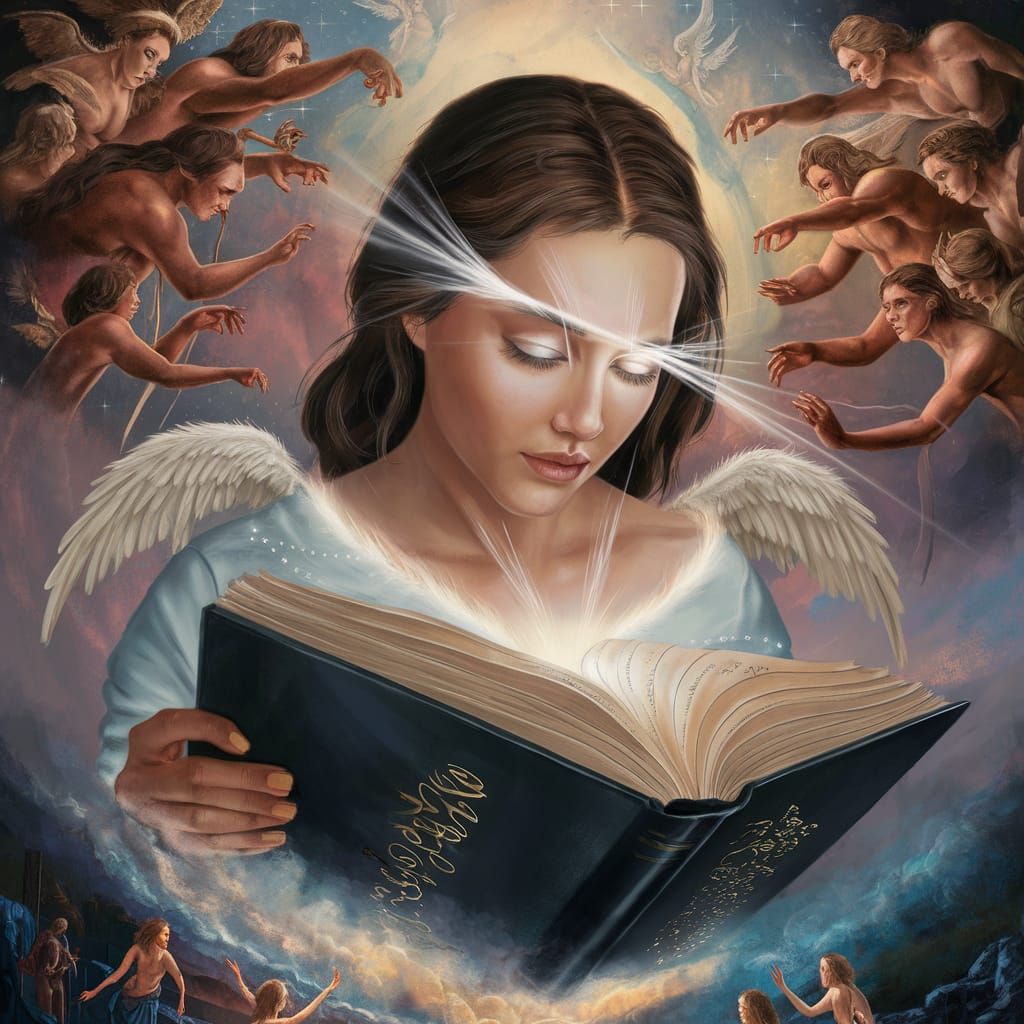 Angelic Woman with Book of Destiny