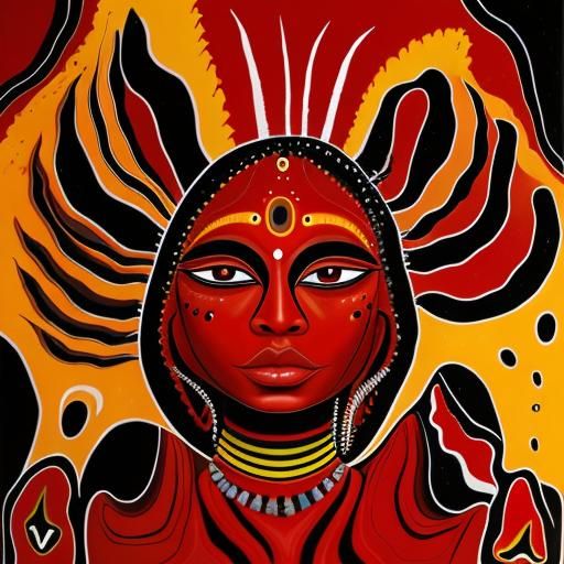 Abstract Faces: A Surrealist Aboriginal Oil Painting