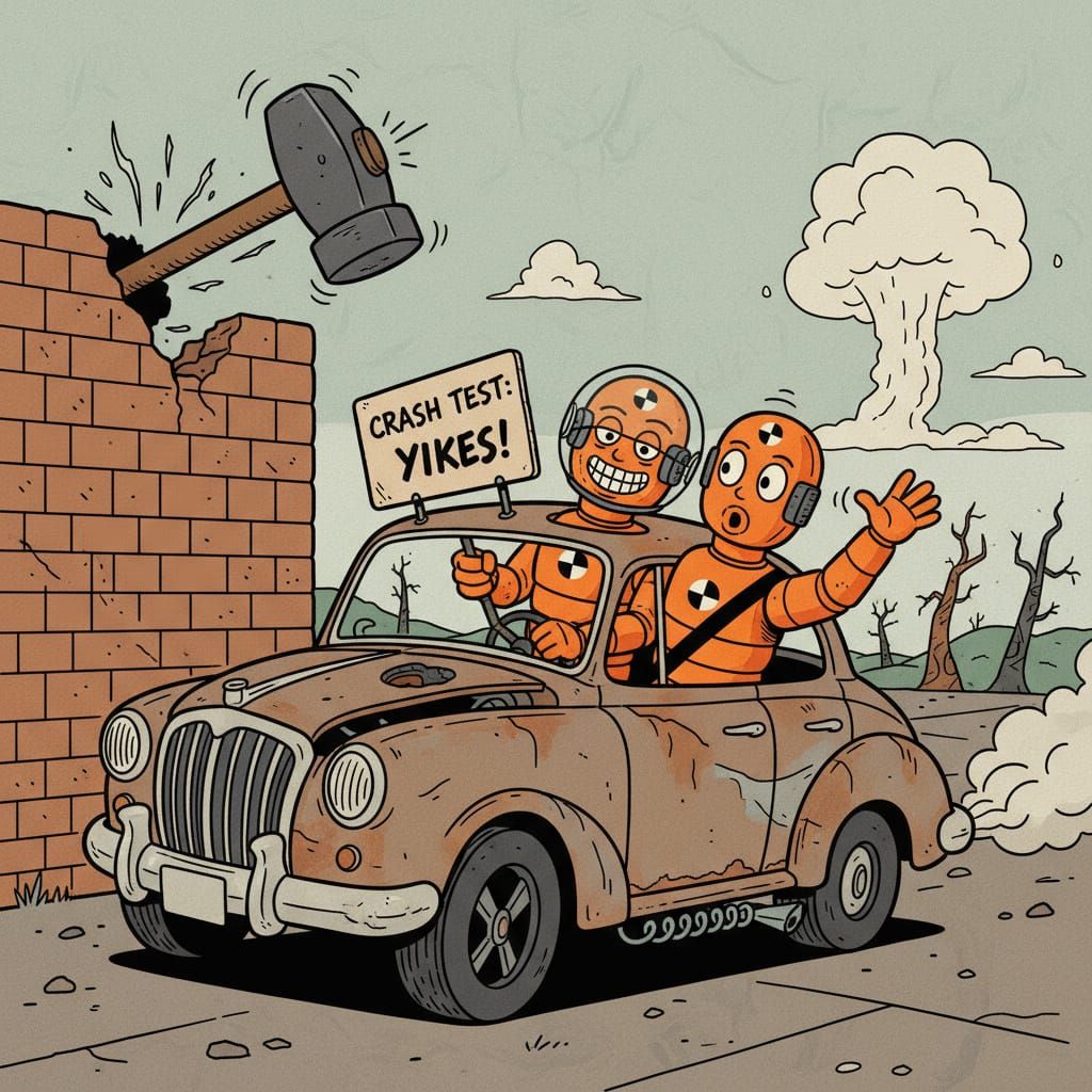 Funny Crash Test Dummies Driving Old Car