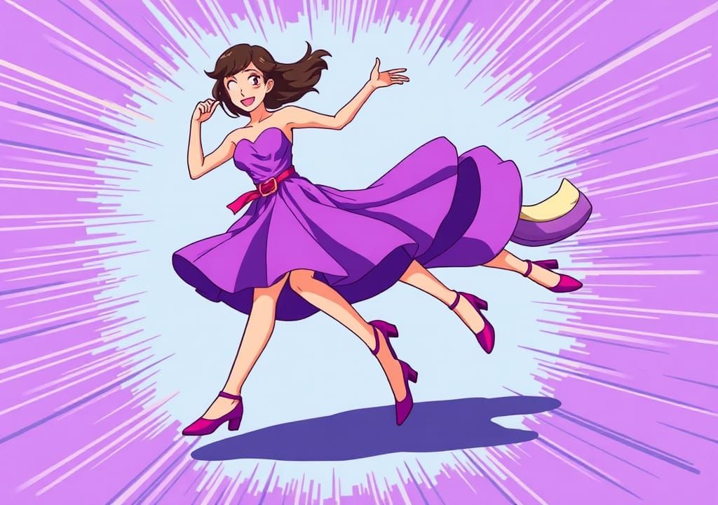 Dynamic Cartoon Woman Tap Dancing at High Speed