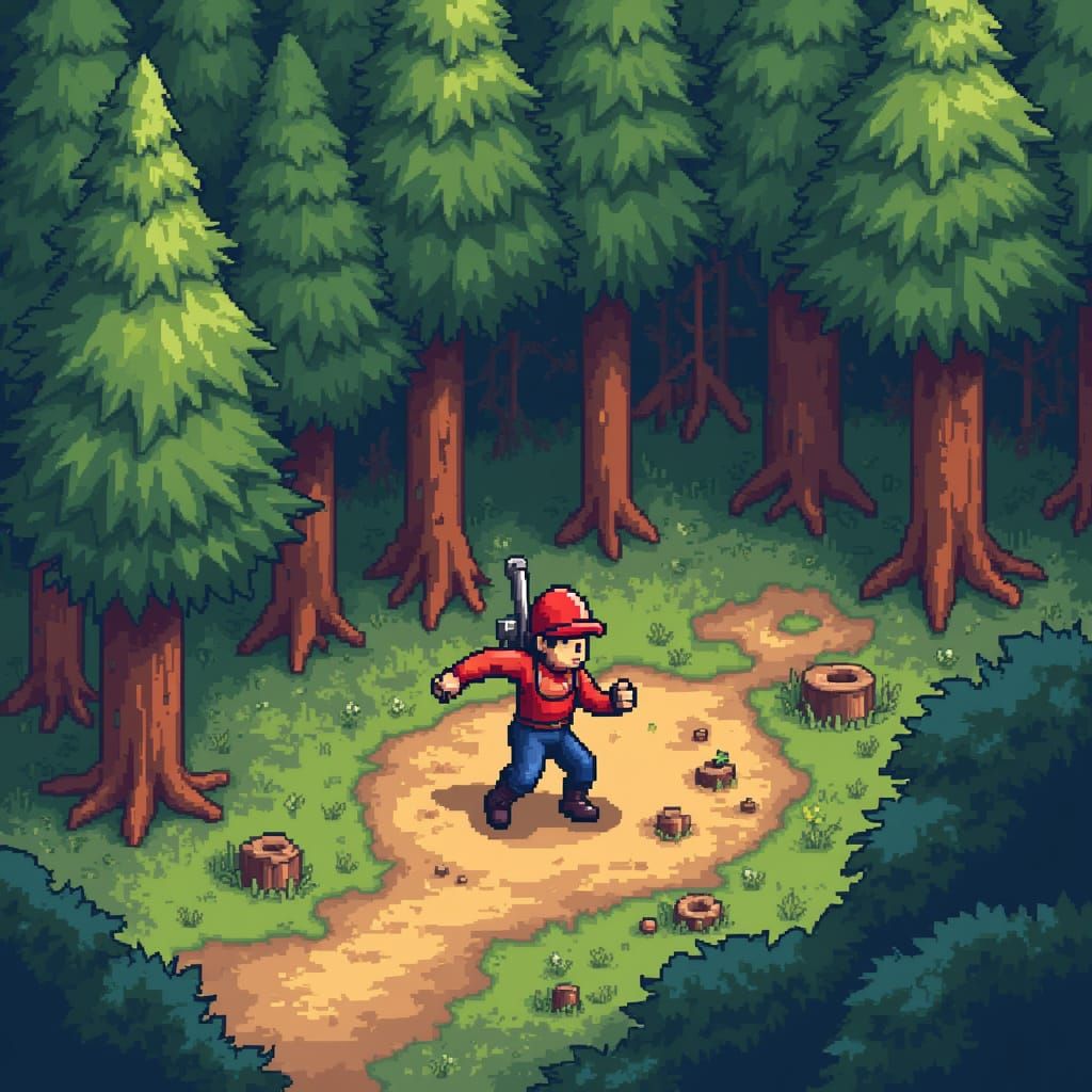 Lumberjack's Retro Forest Adventure in 16 Bit