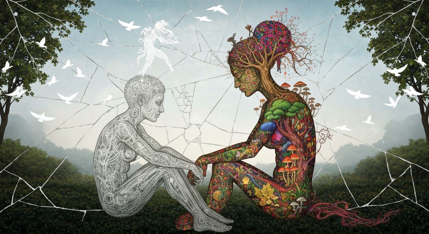 Surreal Mindscape: Fantasy Plant Kingdom in Mixed Media