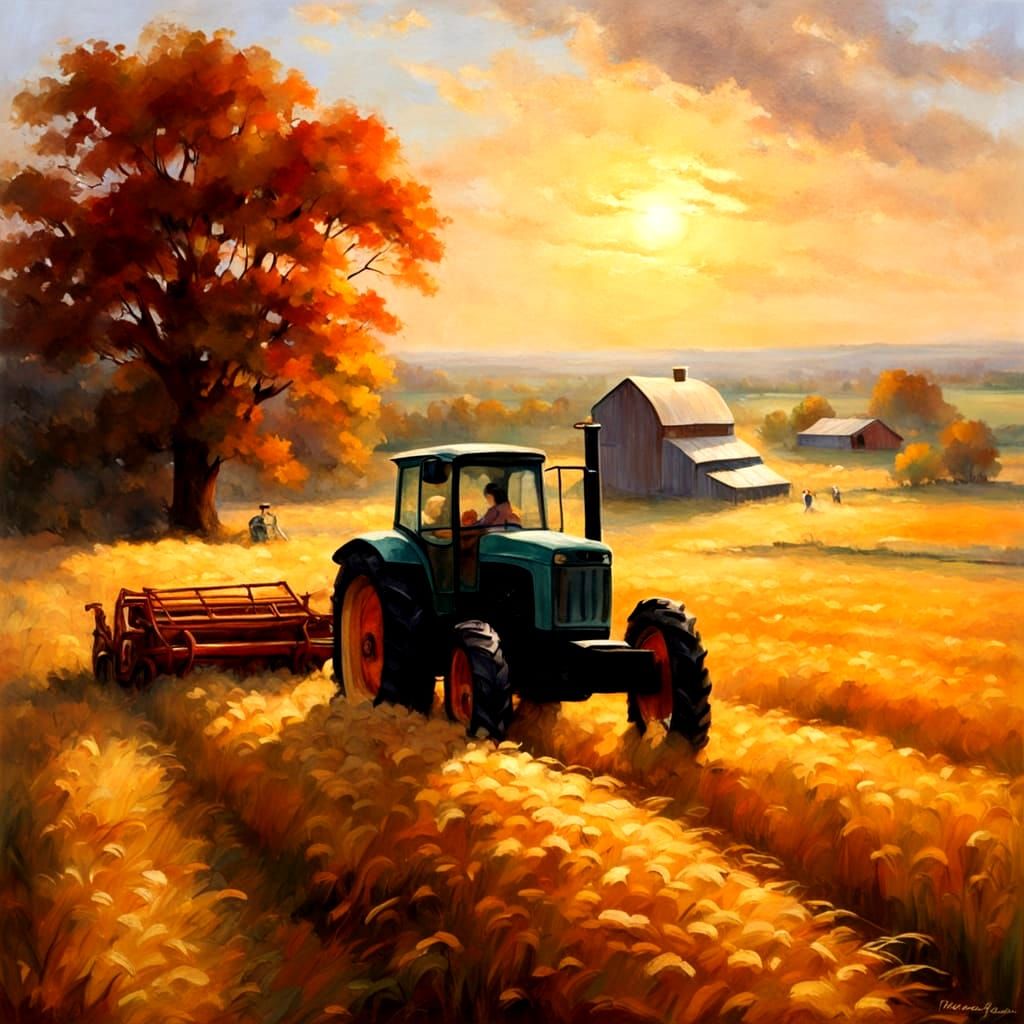 Golden Wheat Harvest in Autumn Colors