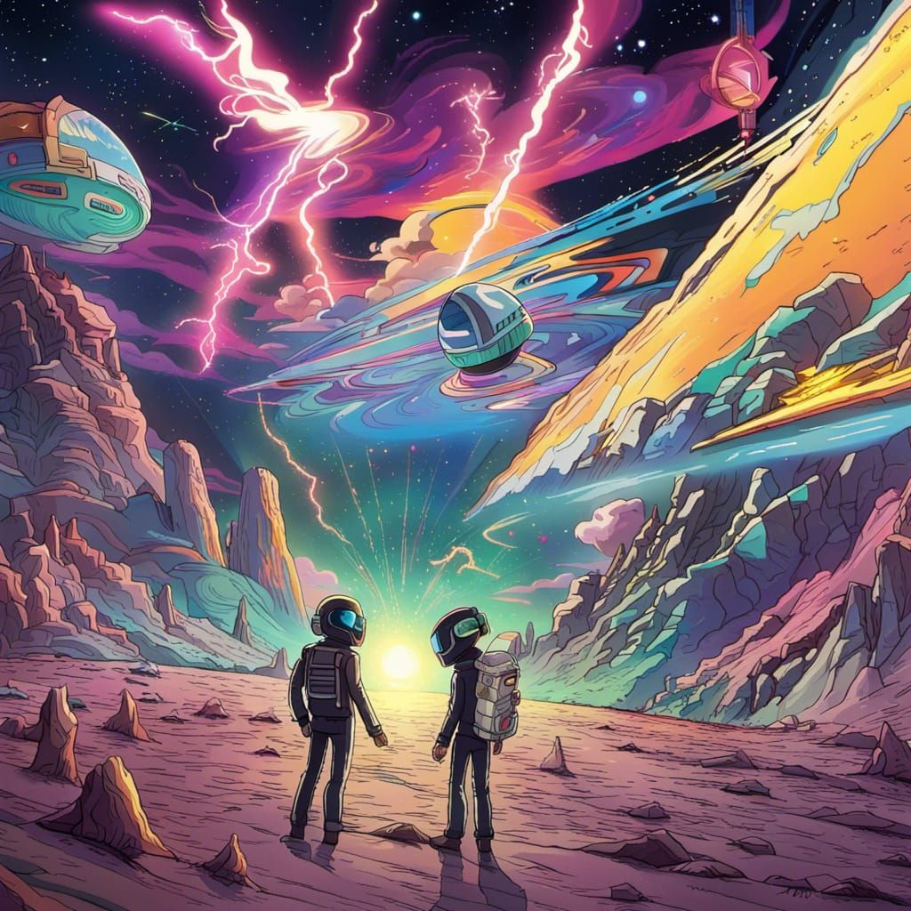 Rick and Morty in Dreamwave Daft Punk Style