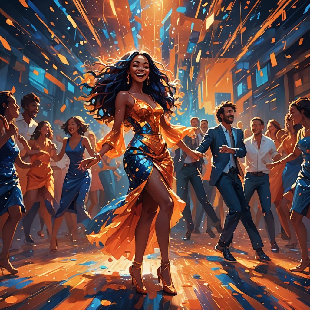 Vibrant Crowd Scene at a Fantasy Dance Club