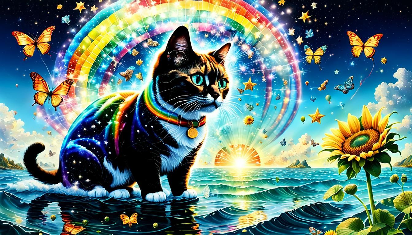 Vibrant Double Exposure Surrealism in a Whimsical Candyland...