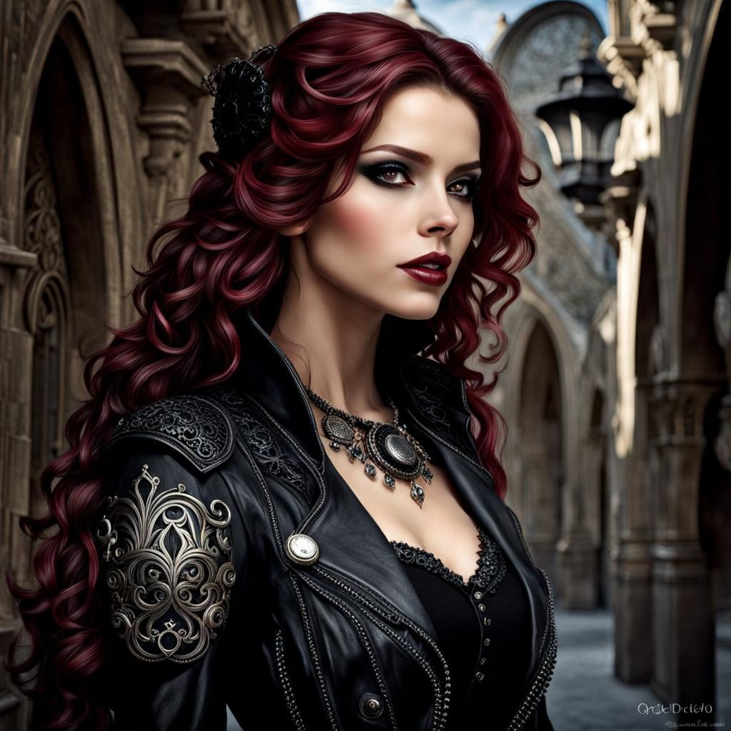 Beautiful Spanish Girl in Gothic Style Portrait