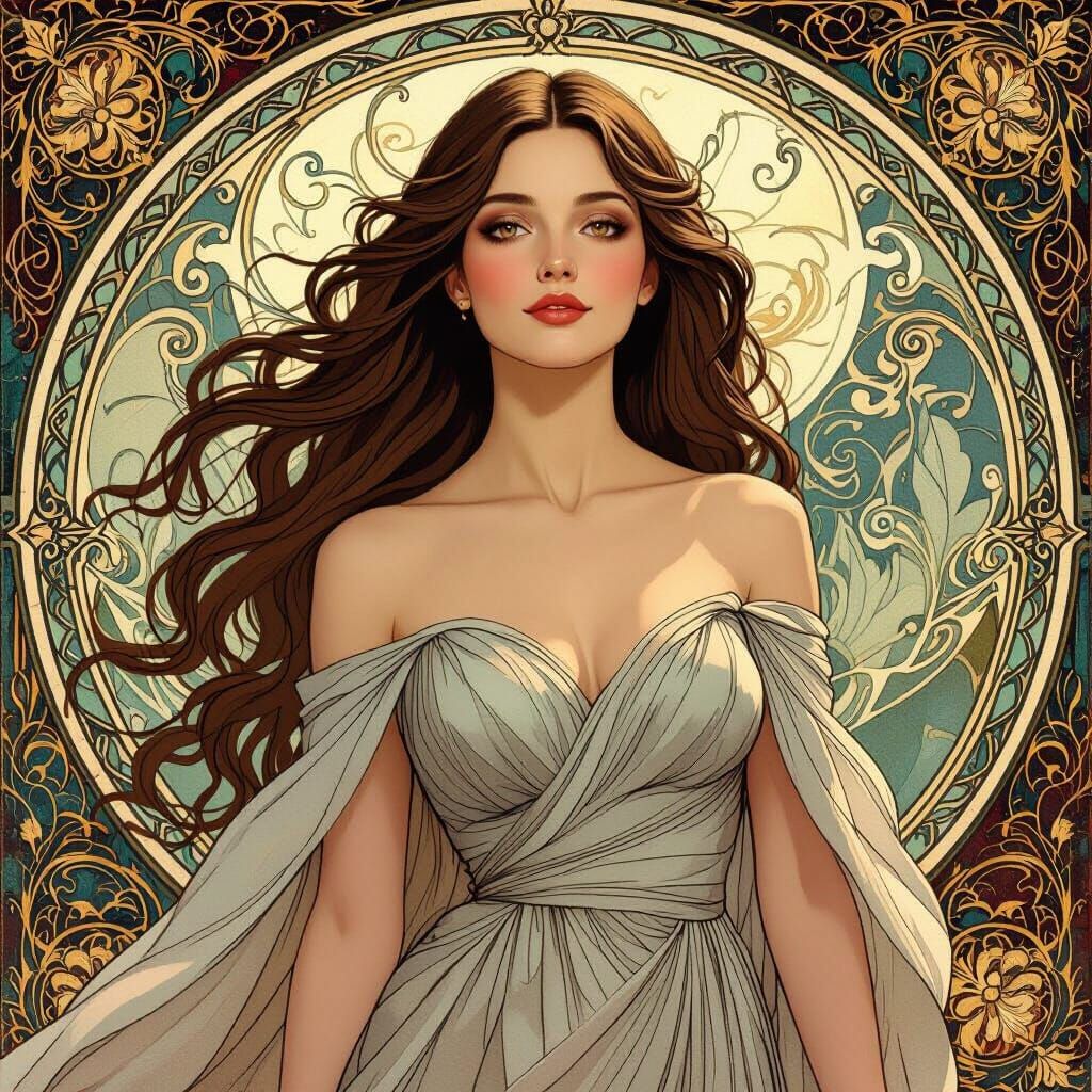Angelic Woman in Art Nouveau Style
