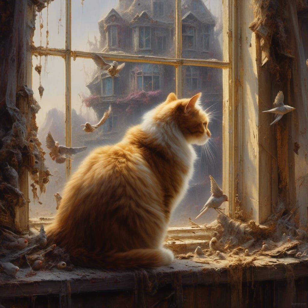 <lora:Decay:1.0> This is my Cat she is a large house fat cat...