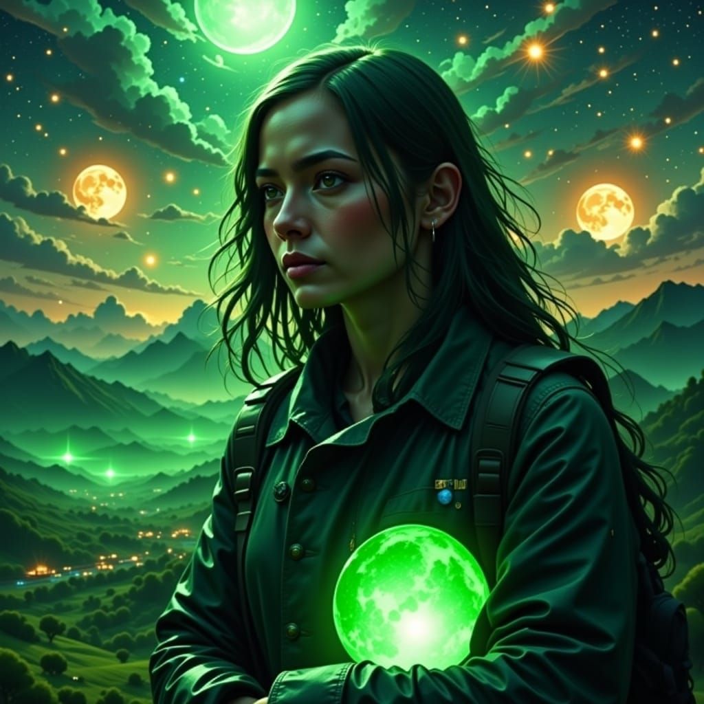 Tiled Moonscape Under a Colorful Sky