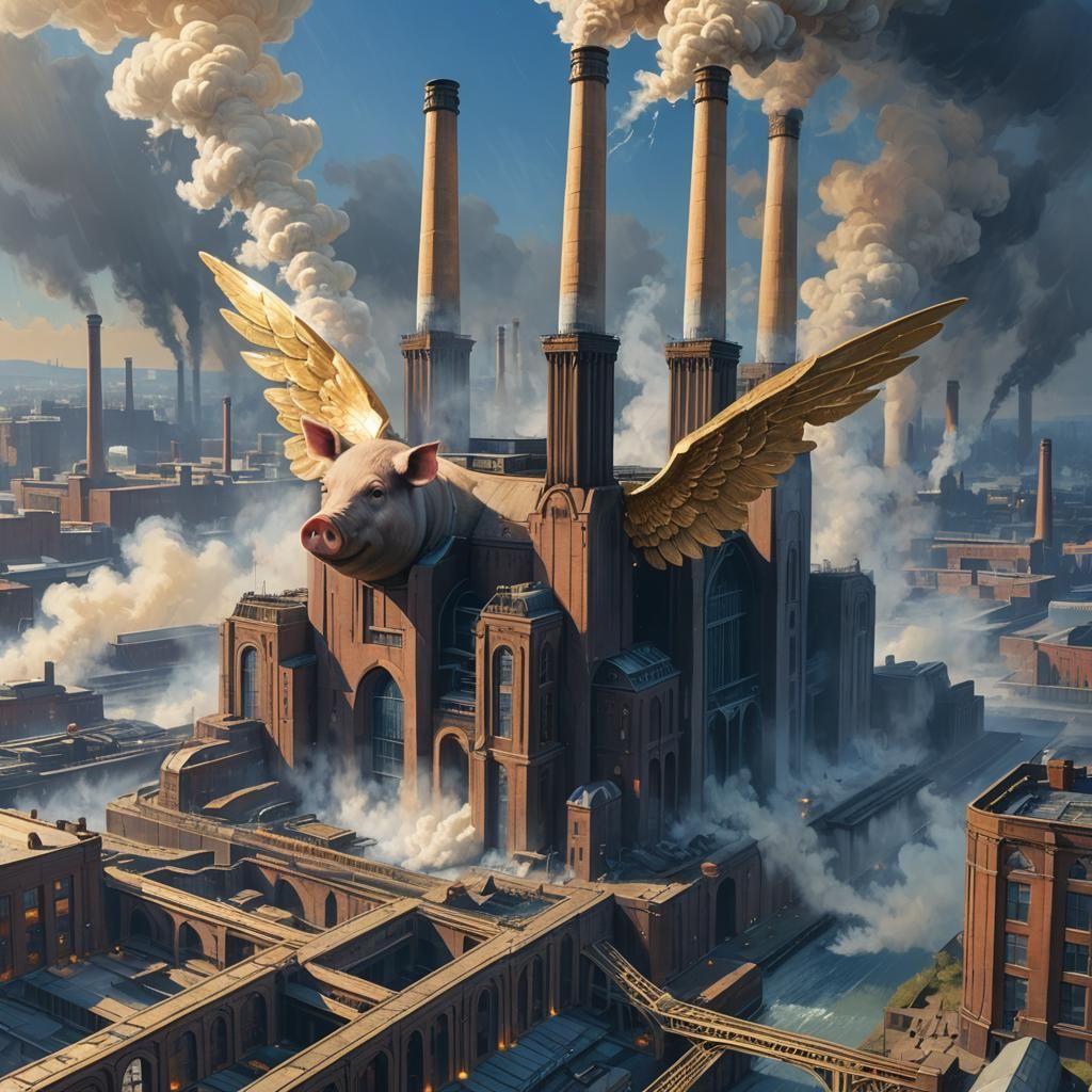 Battersea Power Station with Flying Pig in Renaissance Style