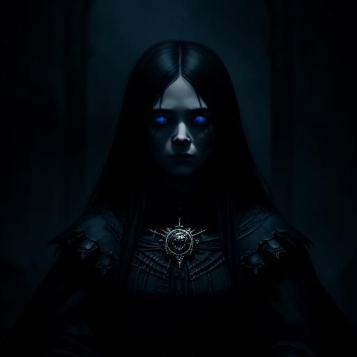 Raven Queen on Throne: Dark Fantasy Illustration