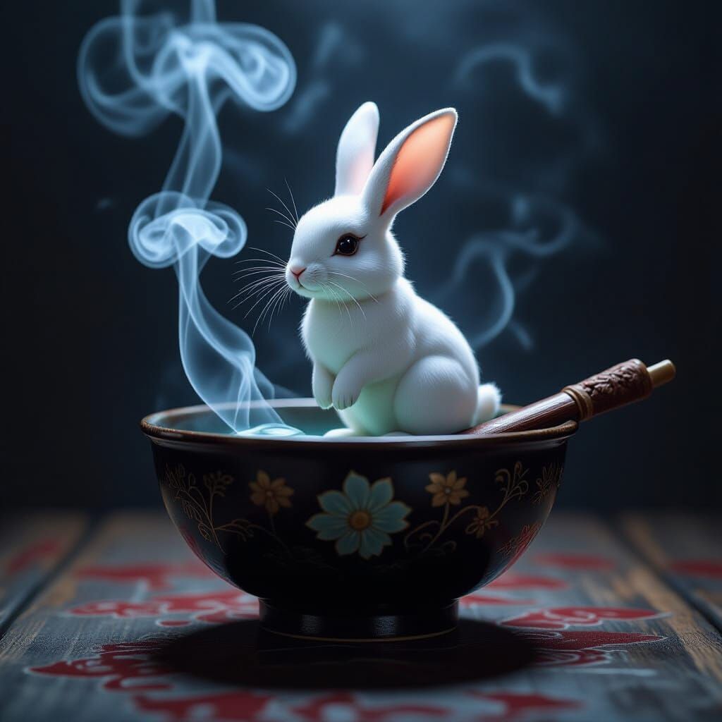 Mysterious Chinese Smoking Pipe With Smoke Bunny