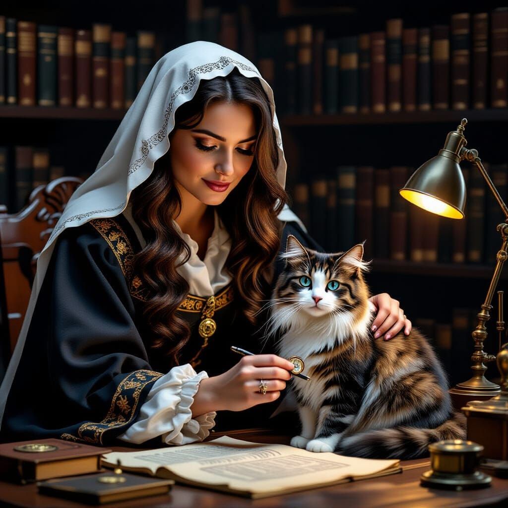 Medieval Doctor Examines Clockwork Cat
