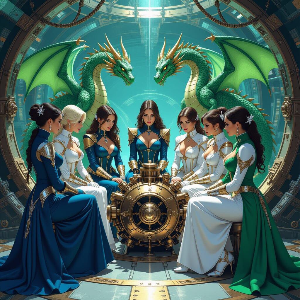 Steampunk Stingray Riders with Bronze Dragons