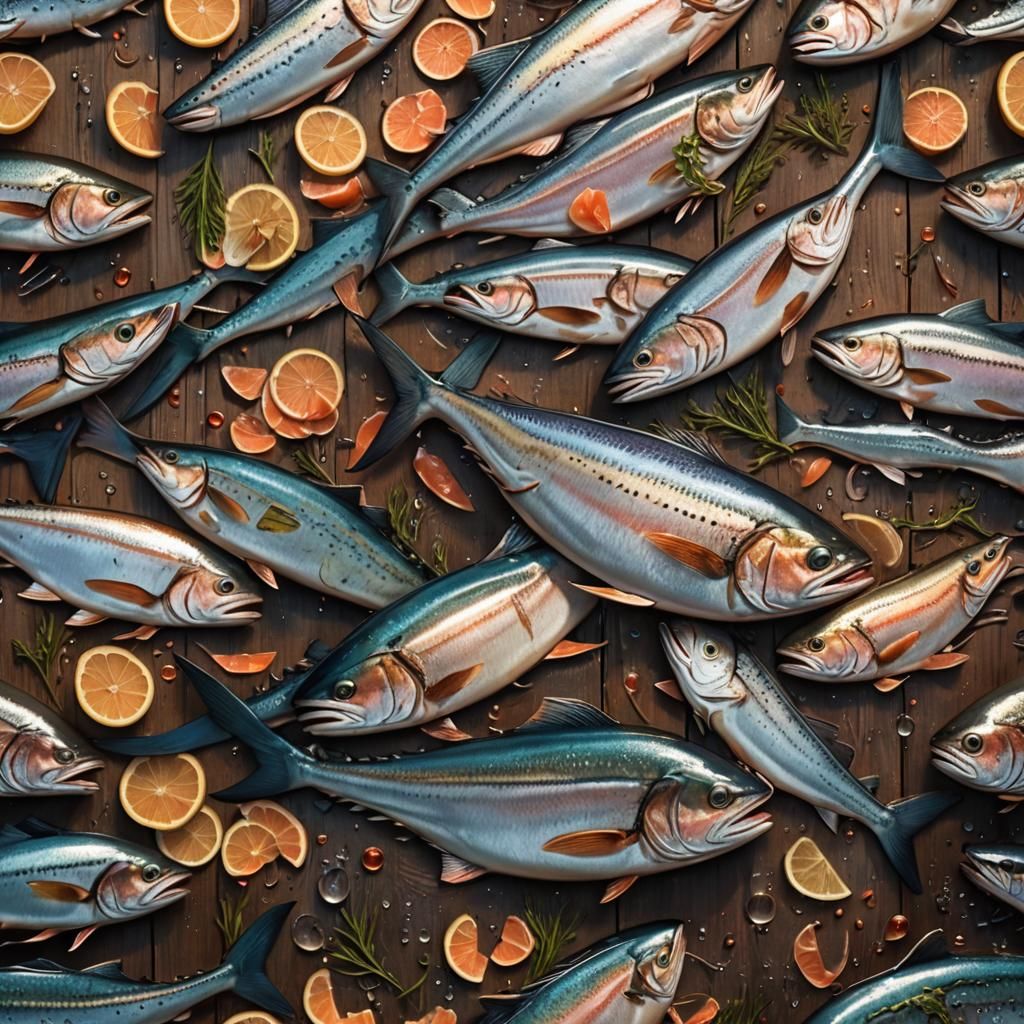 Fish Market Still Life in Fantasy Realism