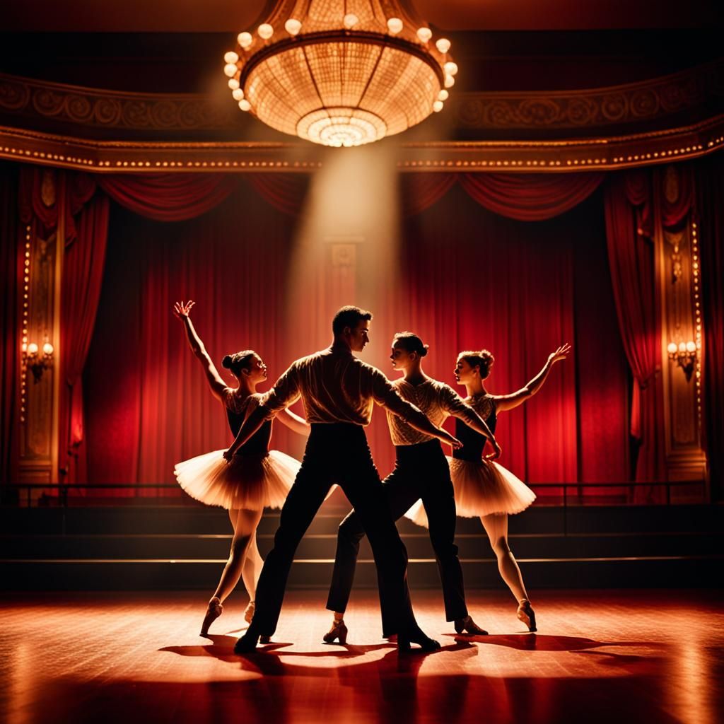 Dancers on Stage in Golden Light, Hopper-esque