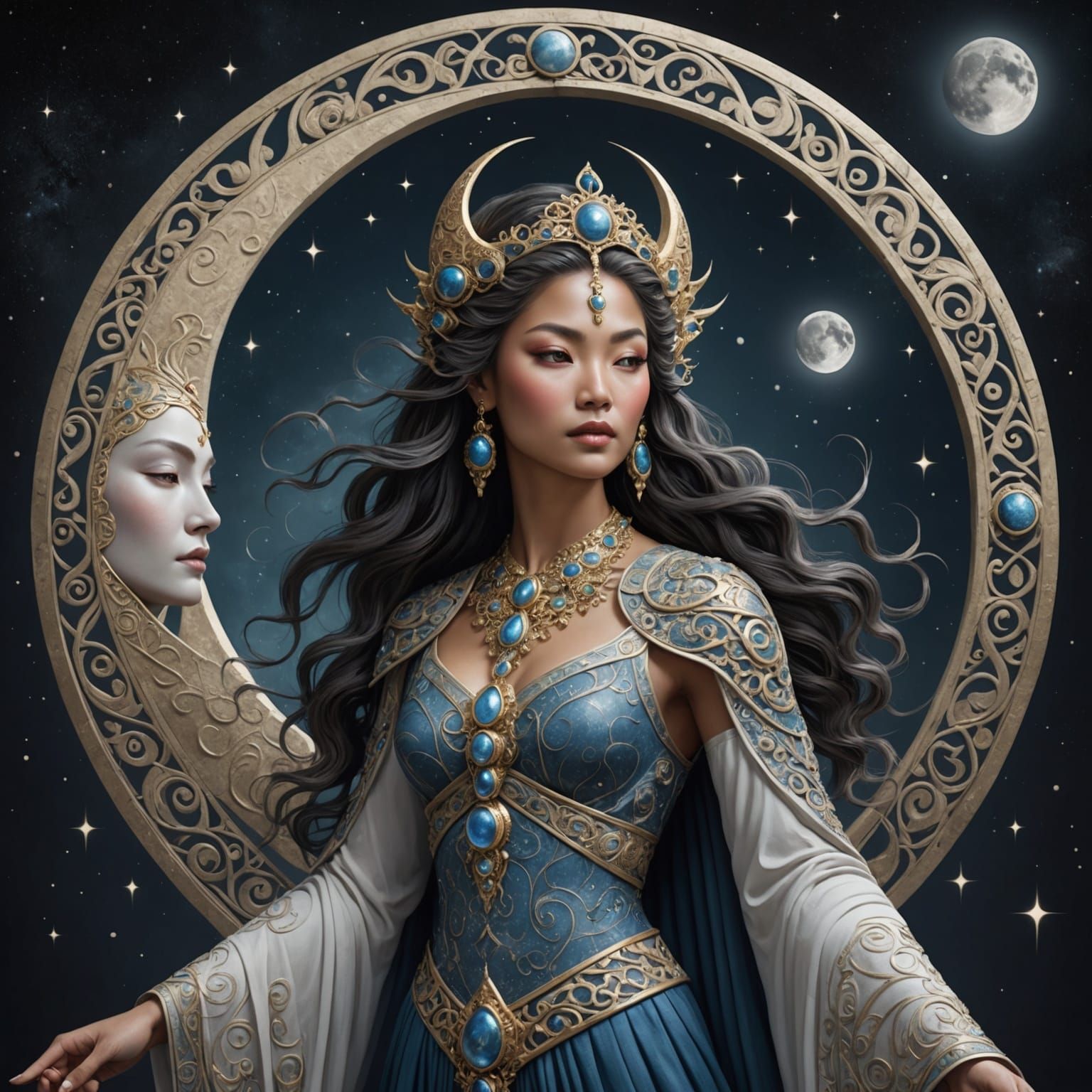 Detailed Rendering of the Moon Goddess