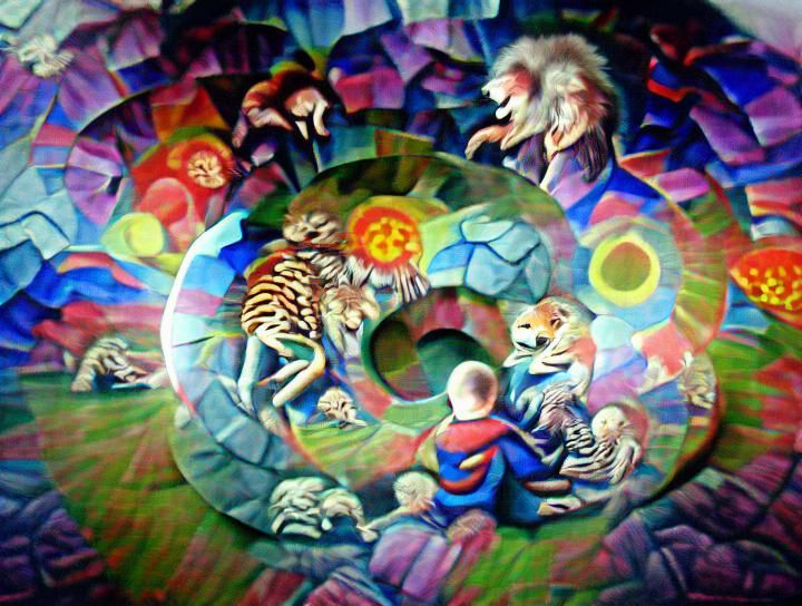 Psychedelic Circle of Life Vintage Painting