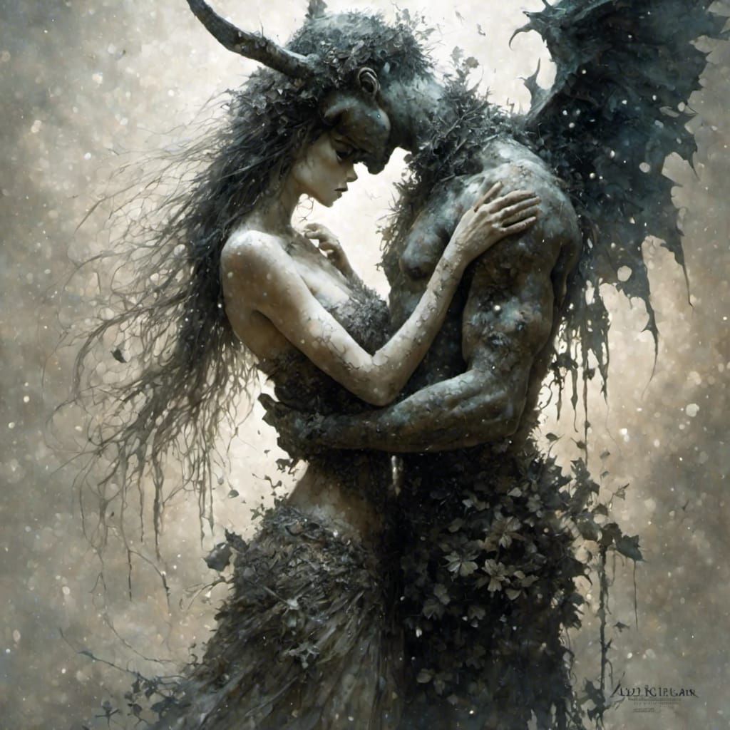 Love in Dark Fantasy Illustration Style