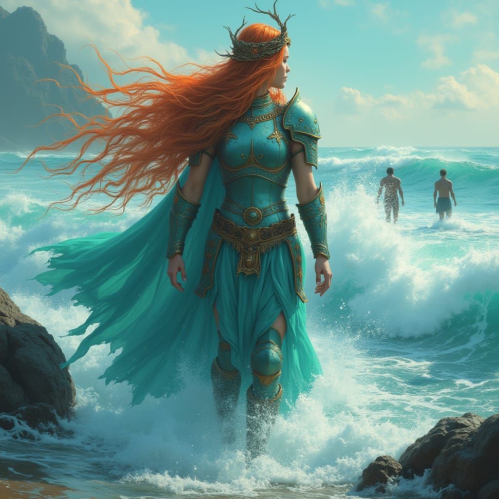 Goddess of Water and War Emerges from Ocean Depths